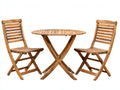 Conjunto de muebles de jardín de madera 110x70x75 cm - marrón - mesa ovalada y 2 sillas plegables