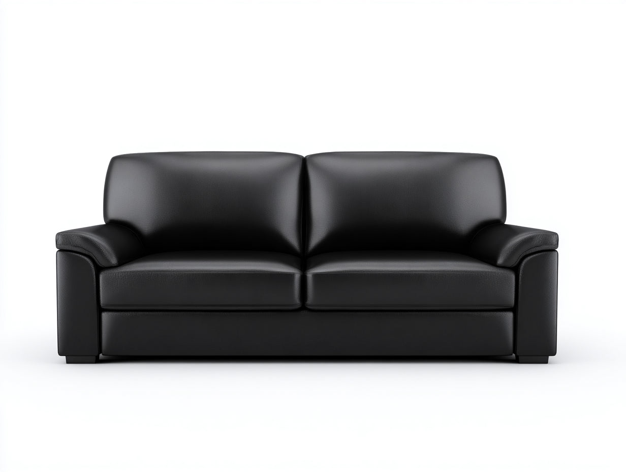 Sofá lineal de cuero sintético 180x88x82 cm - negro - diseño moderno de 2 plazas