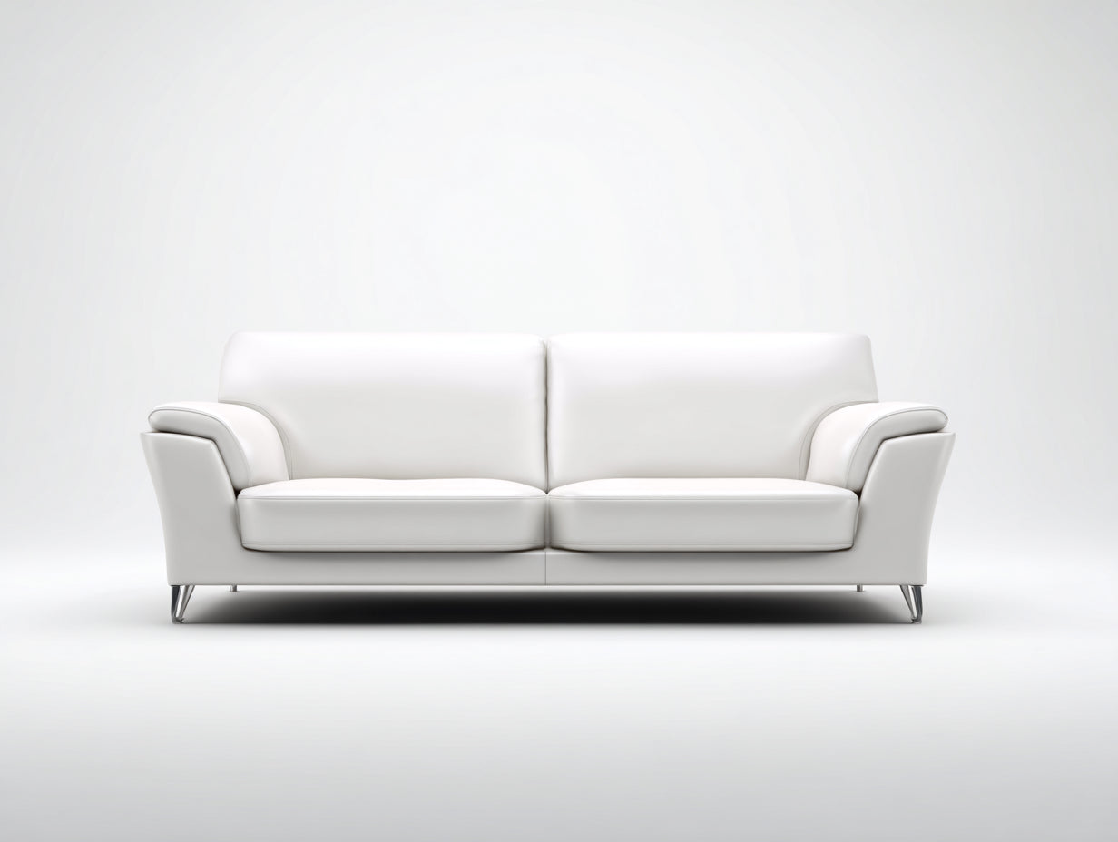 Sofás lineales cuero sintético 210x95x82 cm blanco diseño contemporáneo