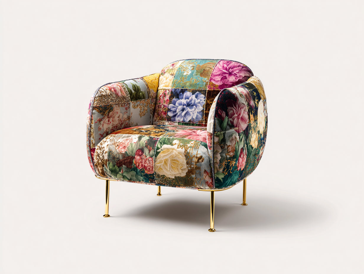 Sillones tela floral patchwork 86x82x80 cm multicolor diseño moderno