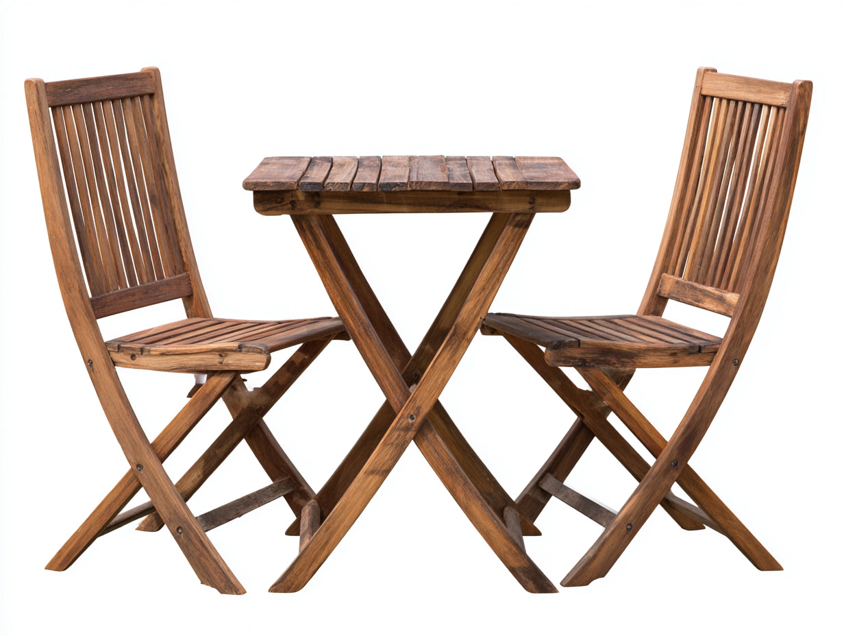 Conjunto de muebles de jardín madera 68x68x73 cm marrón - diseño plegable compacto