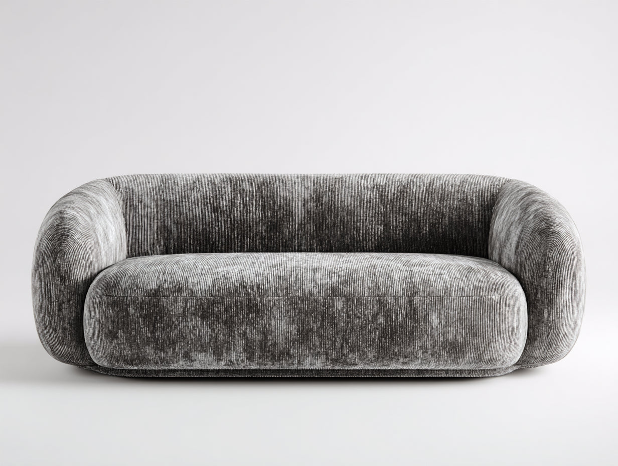 Sofás lineales chenilla 230x100x72 cm gris diseño orgánico moderno