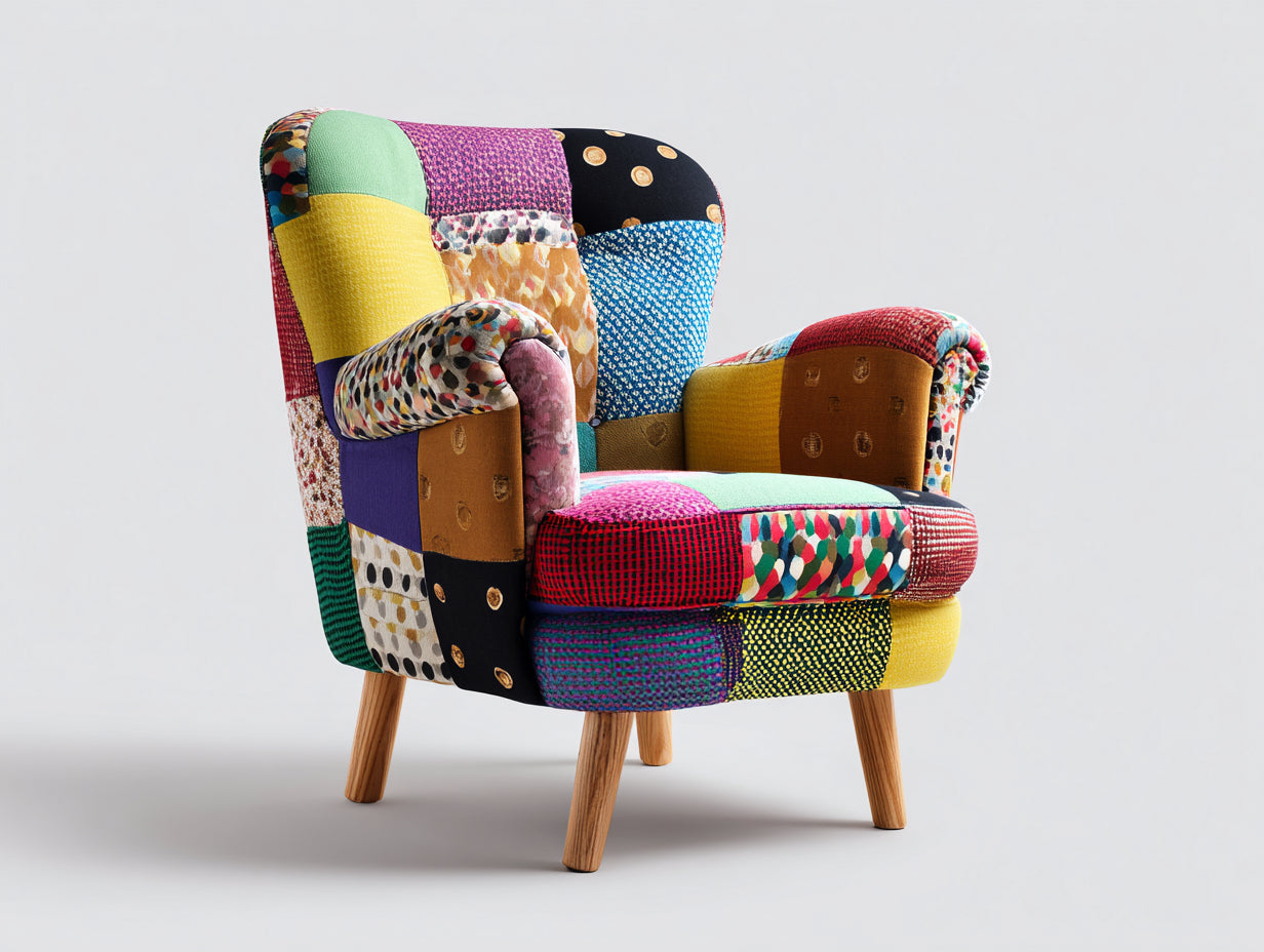 Sillones tela patchwork 82x86x105 cm multicolor diseño orejero