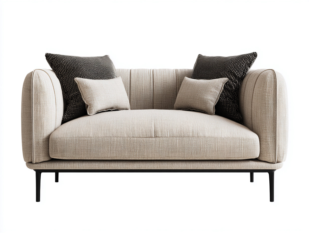 Sofás lineales tela bouclé 180x92x78 cm beige diseño contemporáneo