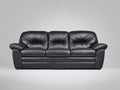 Sofá lineal de cuero sintético 220x92x86 cm - negro - diseño acolchado de 3 plazas