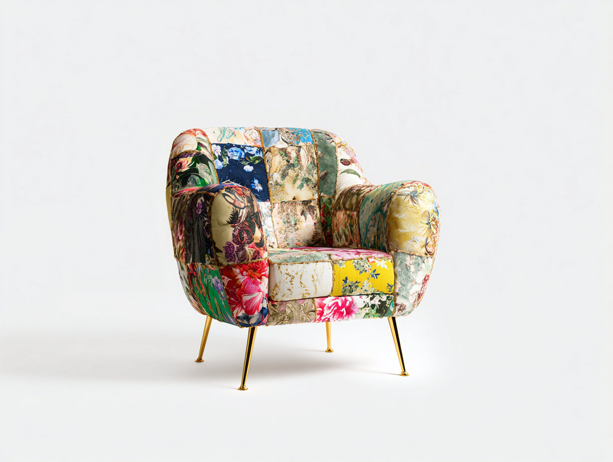 Sillones tela floral patchwork 82x78x80 cm multicolor diseño moderno