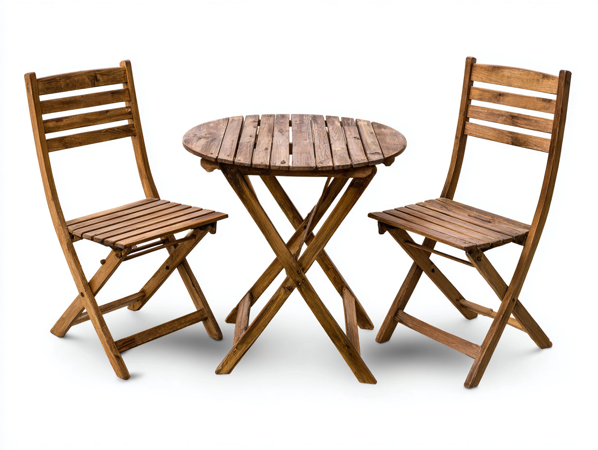 Conjunto de muebles de jardín madera 75x75x74 cm marrón - mesa redonda plegable
