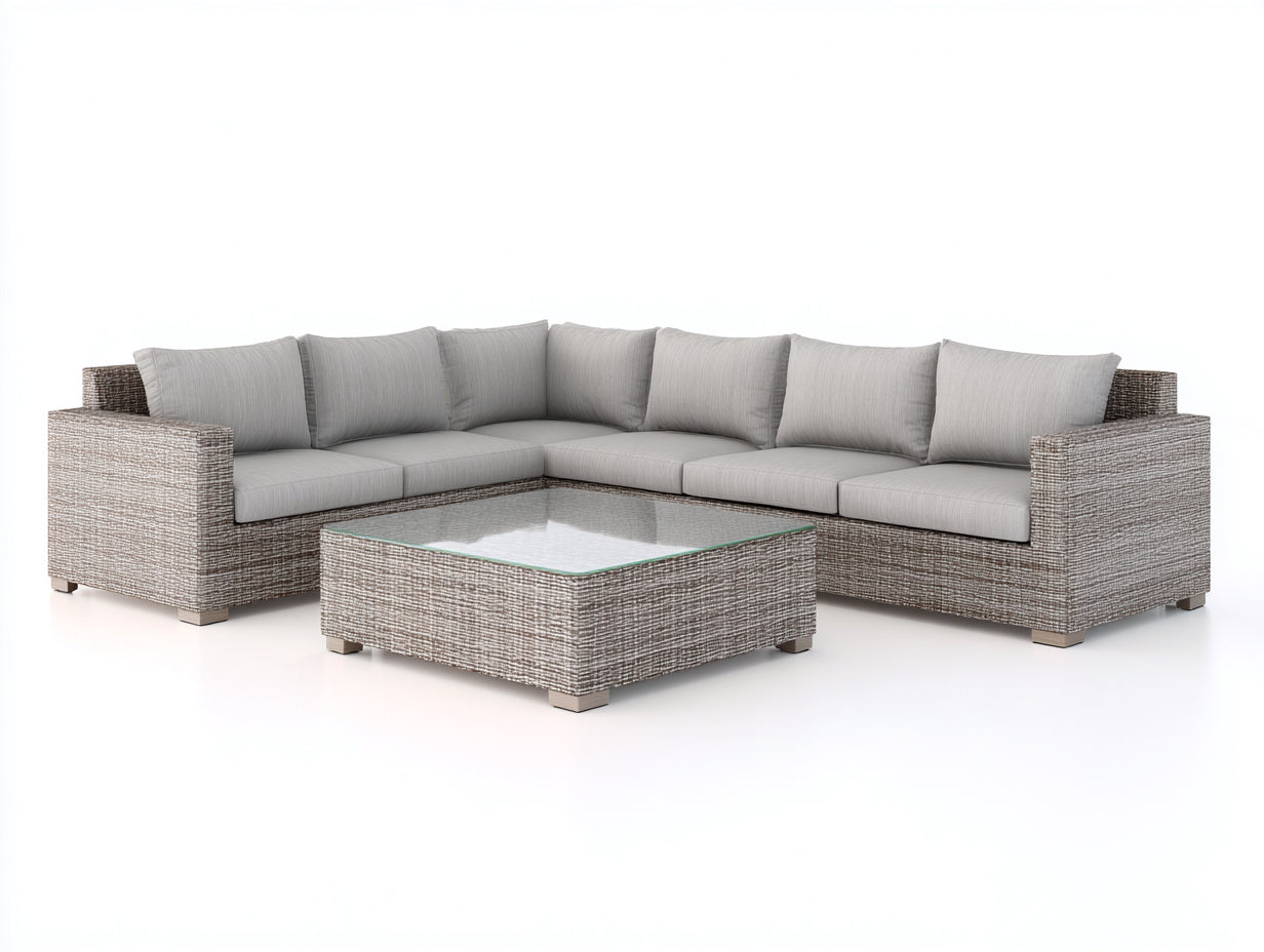 Sofás de exterior ratán 280x280x80 cm gris claro diseño modular