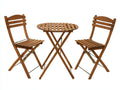 Conjunto de muebles de jardín de madera 70x70x75 cm - marrón - mesa redonda y 2 sillas plegables