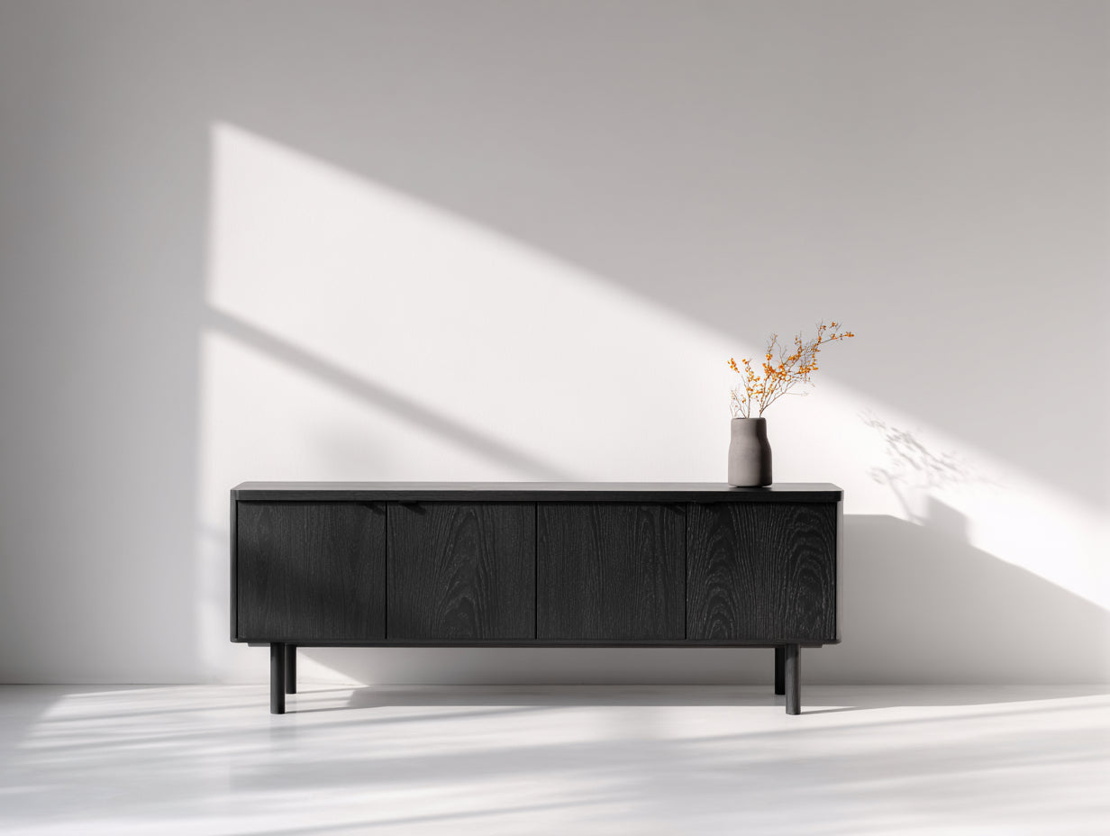 Mueble recibidor madera 180x42x62 cm negro - diseño moderno