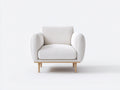 Sillón tapizado 88x84x86 cm - blanco y madera natural - diseño moderno con patas altas