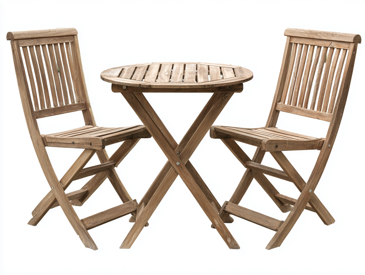 Conjunto de muebles de jardín madera 70x70x74 cm marrón claro diseño plegable