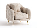 Sillón tapizado 96x88x84 cm - beige y dorado - diseño curvo moderno