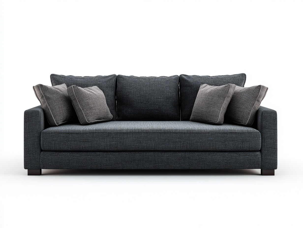 Sofá lineal de tela 225x95x78 cm - gris oscuro - diseño moderno de 3 plazas
