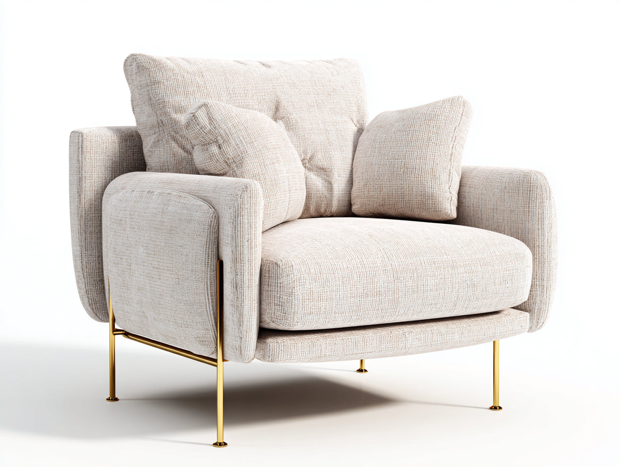 Sillones tela bouclé 96x90x82 cm beige diseño contemporáneo