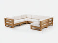 Sofá de exterior rinconero de madera 260x200x70 cm - blanco y marrón - diseño modular