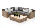 Sofás de exterior ratán 270x230x80 cm natural-gris - conjunto esquinero de jardín con mesa
