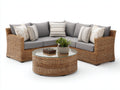 Sofá de exterior rinconero de ratán 240x240x72 cm - gris y marrón - con mesa redonda