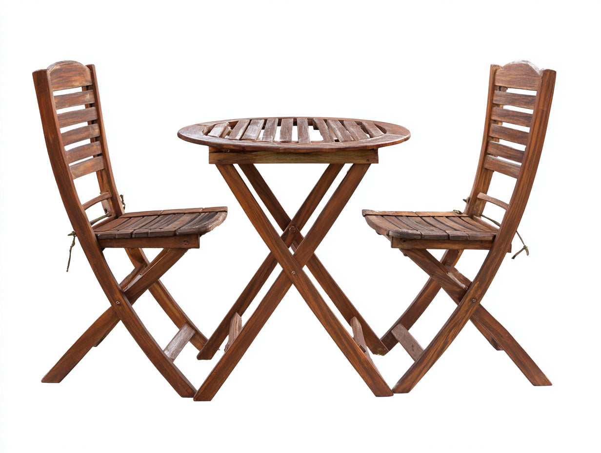 Conjunto de muebles de jardín madera 78x78x75 cm marrón - mesa redonda plegable clásica
