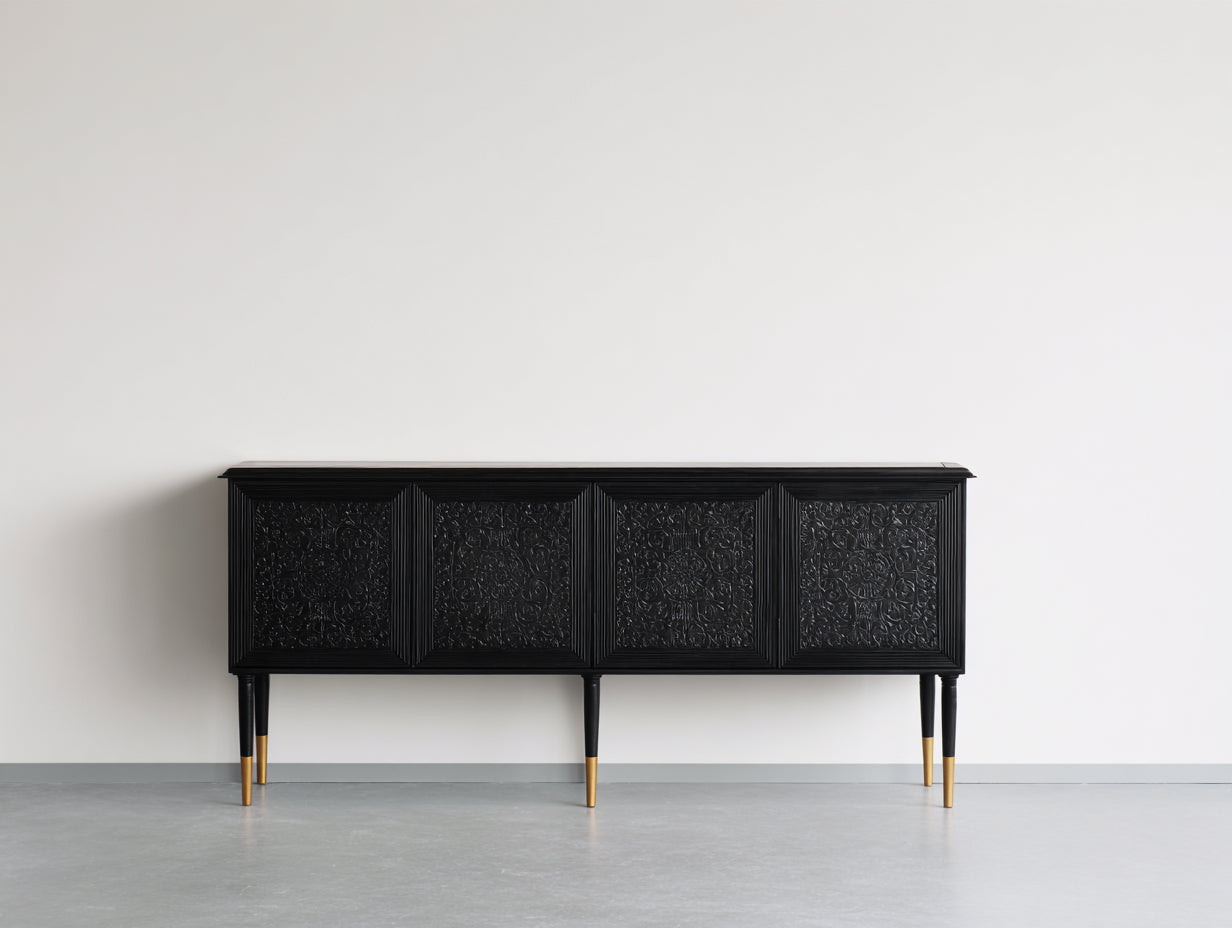 Mueble recibidor madera 160x40x82 cm negro almacenamiento diseño clásico