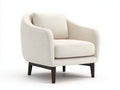 Sillón tapizado 86x82x84 cm - crema y marrón - diseño moderno con patas de madera