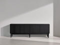 Mueble recibidor de madera 180x40x72 cm negro - diseño moderno con 4 puertas