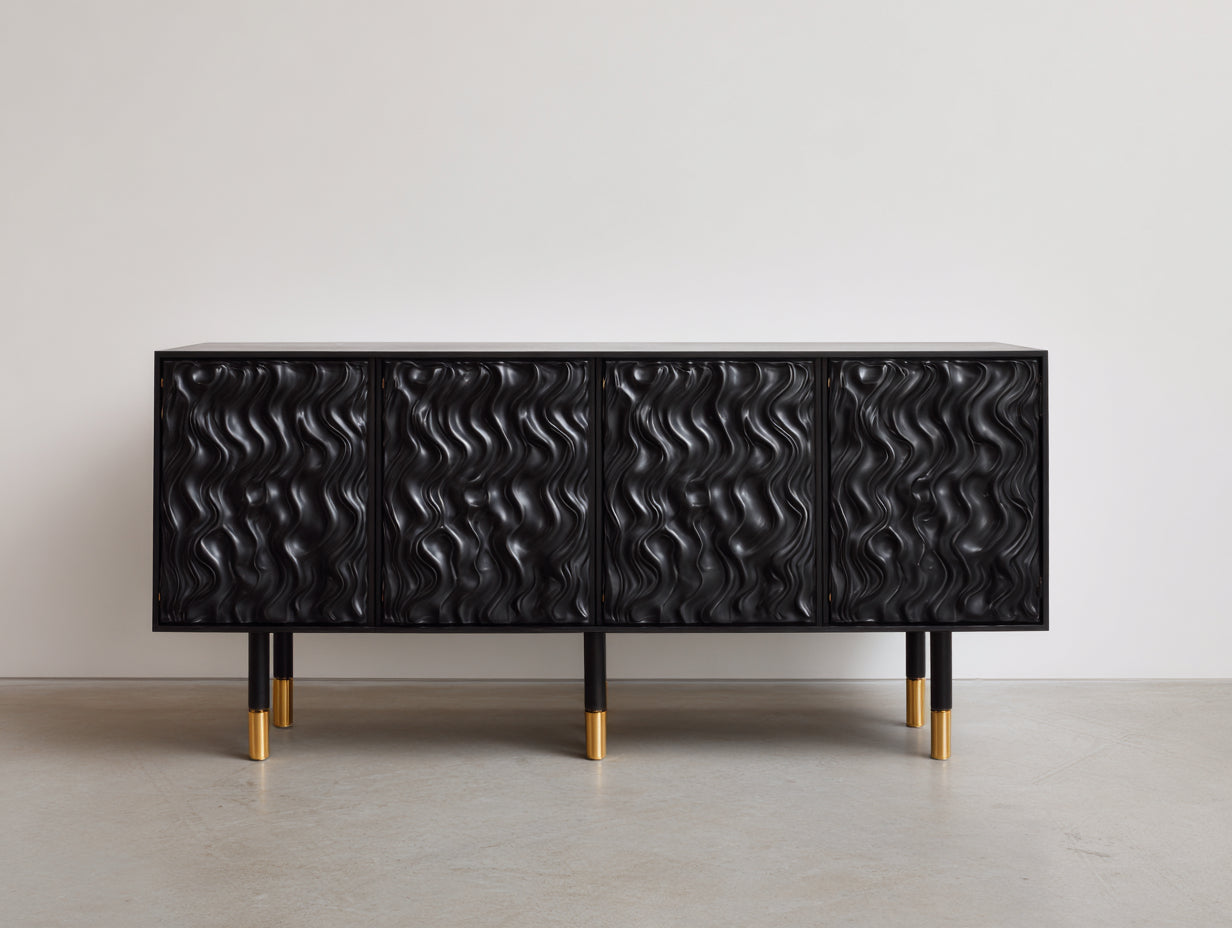 Mueble recibidor madera 175x40x76 cm negro - almacenamiento elegante moderno