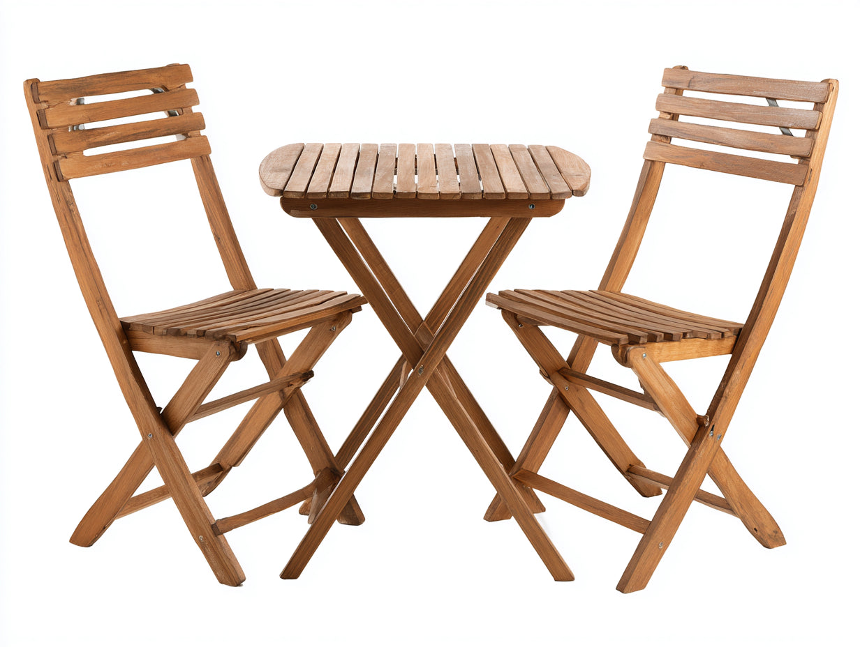 Conjunto de muebles de jardín madera 70x70x74 cm natural - diseño plegable